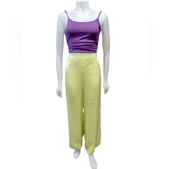 House Of Harlow NWT Wide Leg Fully Lined  Yellow Pants Size Medium - Picture 1 of 9